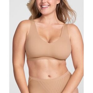 Honeylove V-Neck Soft Form Wireless Bra Size 1X 40C 40D‎ With Padding Sand Beige